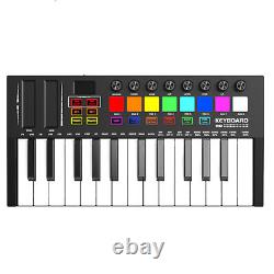 25 Keys MIDI Keyboard Professional Controller Mini USB Portable Drum Pads RGB