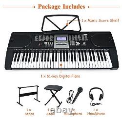 61-Key Electric Piano Keyboard Portable Musical Instrument with Microphone