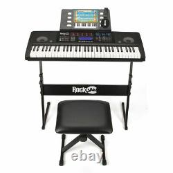 61 Key Electronic Keyboard Piano & Bench Set Adjustable Portable Stand Digital