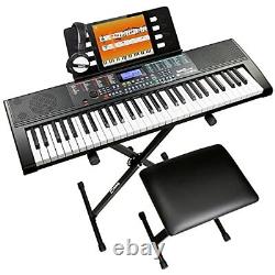 61 Key Electronic Keyboard Piano & Bench Set Adjustable Portable Stand Headset