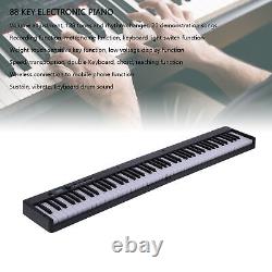 (Black)88 Key Portable Keyboard Piano Foldable Electronic LCD Display GSA
