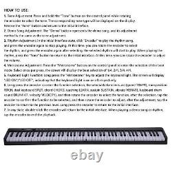 (Black)88 Key Portable Keyboard Piano Foldable Electronic LCD Display XAT