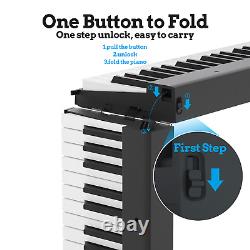 Foldable Piano Keyboard 88 Keys Full Size Semi-Weighted Bluetooth Midi Pedal