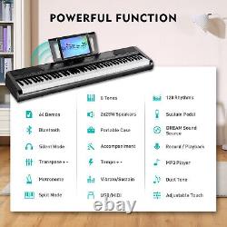 Mustar Portable Digital Piano 88 Semi Weighted Keys Keyboard Pedal Stand Black