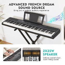 Mustar Portable Digital Piano 88 Semi Weighted Keys Keyboard Pedal Stand Black