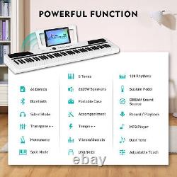 Mustar Portable Digital Piano 88 Semi Weighted Keys Keyboard Pedal Stand White