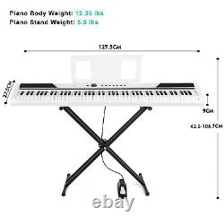 Mustar Portable Digital Piano 88 Semi Weighted Keys Keyboard Pedal Stand White