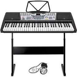 NJS 61 Key Digital Portable Keyboard Piano Mains & Battery Portable With Z Stand