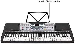 NJS 61 Key Digital Portable Keyboard Piano Mains & Battery Portable With Z Stand
